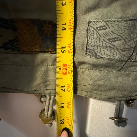 Vintage Patchwork Cropped Jacket Boho Hippie Colorful Nativewear Designs Sage SM - Picture 15 of 16